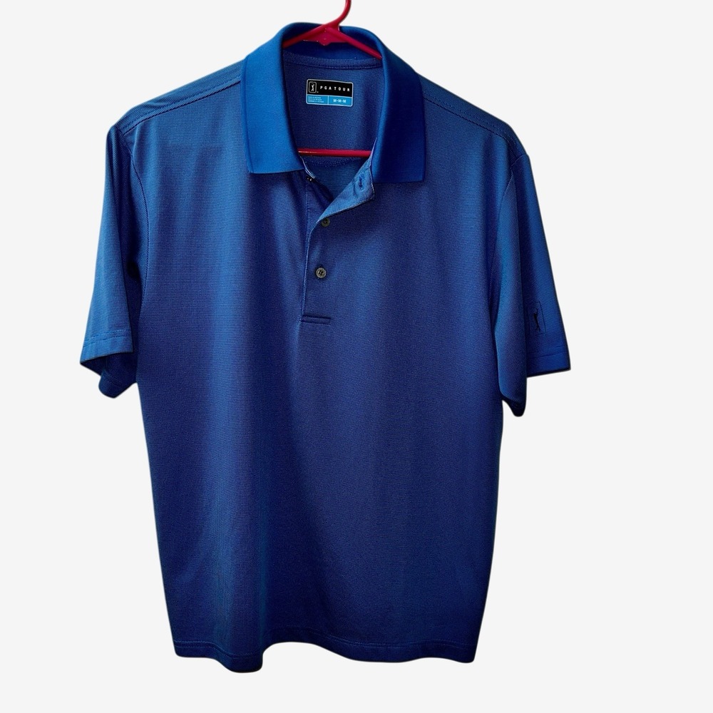 PGA Tour Polo Shirt Mens Medium Blue‎ Short Sleeve